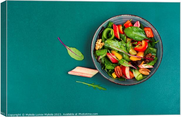 Healthy salad with rhubarb, vegan salad Canvas Print by Mykola Lunov Mykola