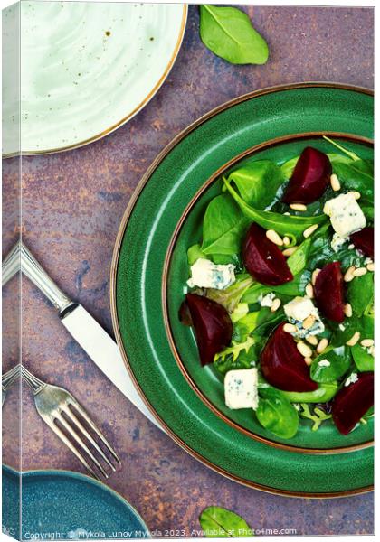 Beetroot salad with blue cheese and pine nuts Canvas Print by Mykola Lunov Mykola