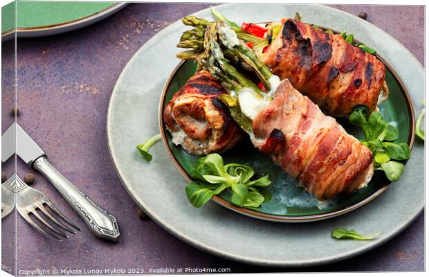 Asparagus baked with meat and cheese Canvas Print by Mykola Lunov Mykola