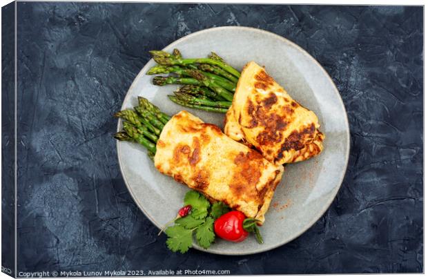 Asparagus in an omelet, Italian cuisine. Canvas Print by Mykola Lunov Mykola