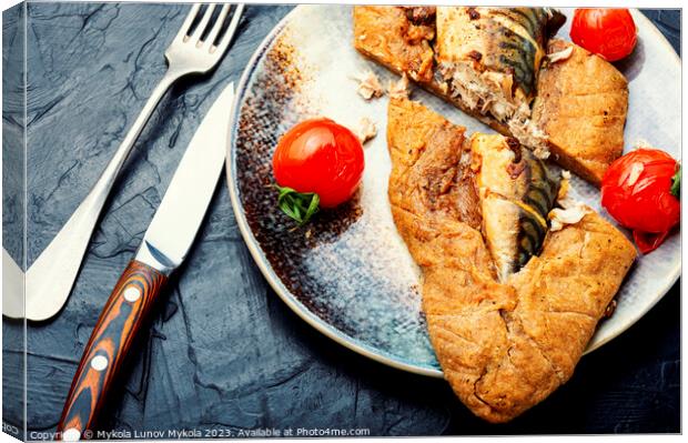 Whole fish baked in bread, fish pie. Canvas Print by Mykola Lunov Mykola