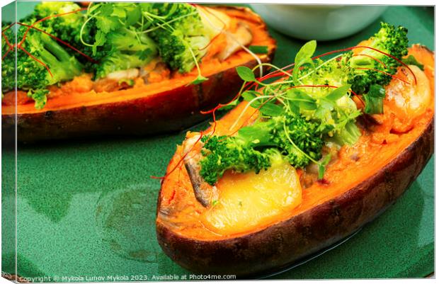 Sweet potato stuffed with vegetables. Canvas Print by Mykola Lunov Mykola