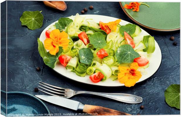 Tasty veggie salad with nasturtium Canvas Print by Mykola Lunov Mykola