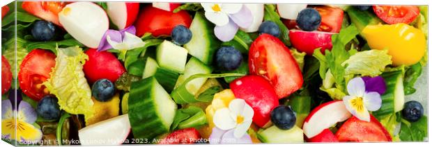 Green salad with flowers Canvas Print by Mykola Lunov Mykola
