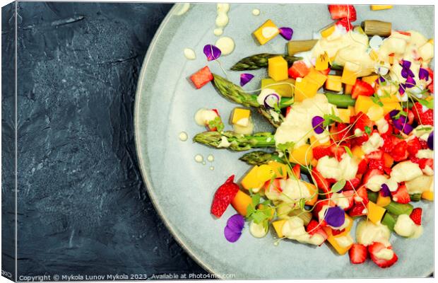 Asparagus salad with fruit, space for text Canvas Print by Mykola Lunov Mykola