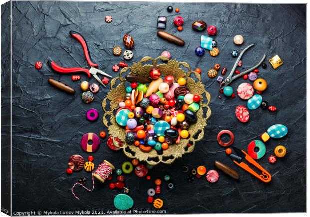 Set of multicolored beads Canvas Print by Mykola Lunov Mykola