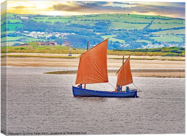 Gaff Rigged Yacht in Aberdovey Canvas Print by chris hyde