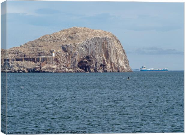 Bass Rock Lighthouse with tanker passing Canvas Print by chris hyde