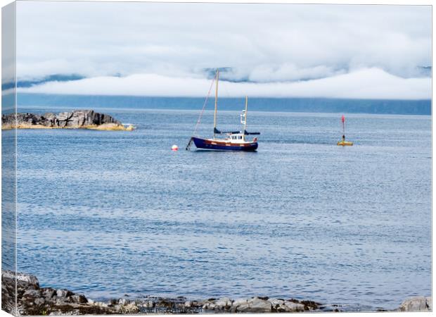 Yacht moored under weather inversion Canvas Print by chris hyde