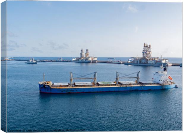 Cargo Ship Maro R in Las Palmas Canvas Print by chris hyde