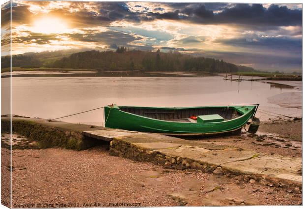 Boat in Kippford at Sunset Canvas Print by chris hyde