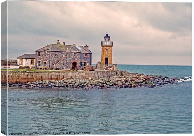 Portpatrick Lighthouse Scotland Canvas Print by chris hyde