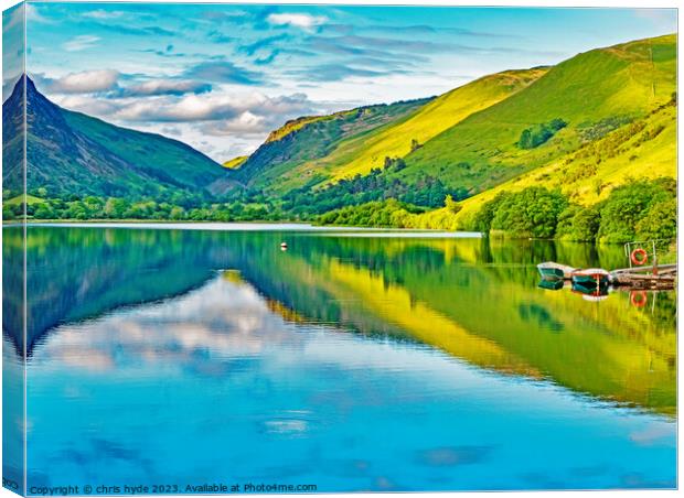 reflections on a welsh lake Canvas Print by chris hyde