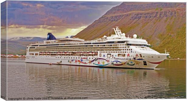 Norwegian Star cruise liner in Iceland Canvas Print by chris hyde