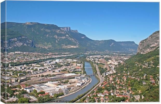 Grenoble River and Alps Canvas Print by chris hyde