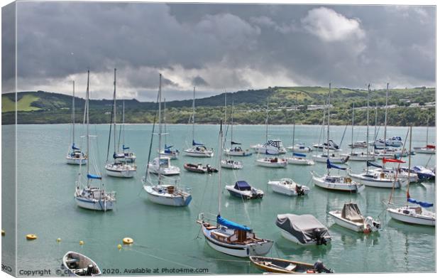 Yachts in New Quay Wales Canvas Print by chris hyde