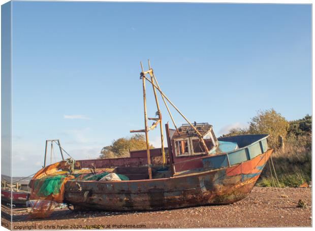 derelict Fishing Boat Canvas Print by chris hyde