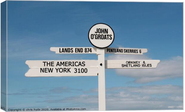 John o Groats Road Sign Canvas Print by chris hyde