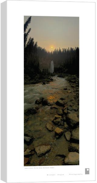 Sunset on Falls: Yoho Valley (Rockies) Canvas Print by Michael Angus