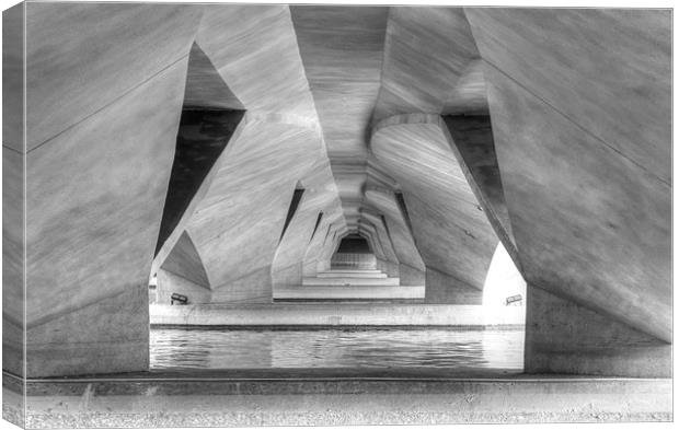 Esplanade Bridge Singapore BW Canvas Print by David French