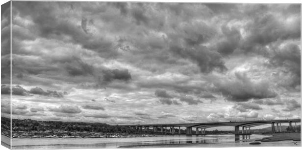 Storm over Medway HDR BW Canvas Print by David French
