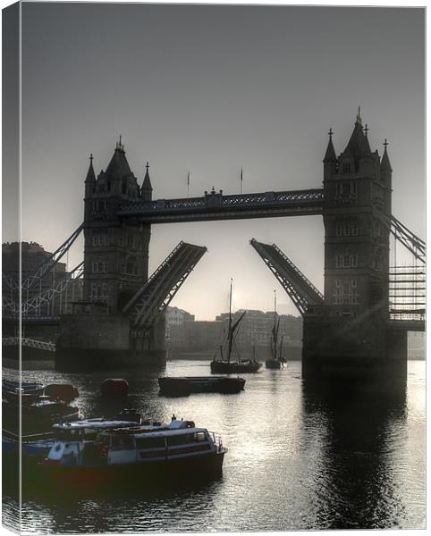 Sunrise at Tower Bridge HDR BW Canvas Print by David French