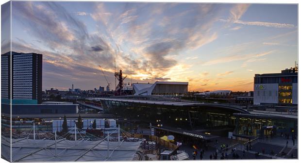 2012 Olympic park sunset Canvas Print by David French