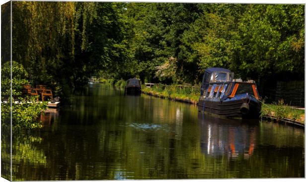Rufford Leeds to Liverpool canal Canvas Print by David French
