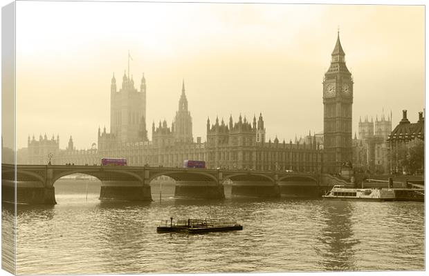 Misty Houses of Parliament Canvas Print by David French