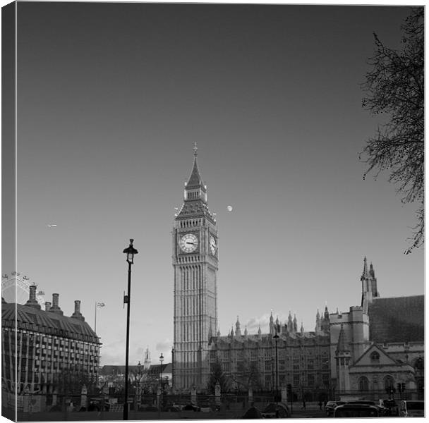 Houses of Parliament  bw Canvas Print by David French