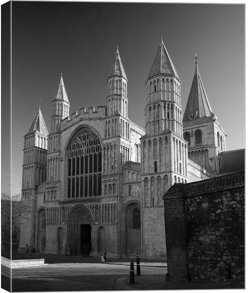 Rochester Cathedral bw. Canvas Print by David French