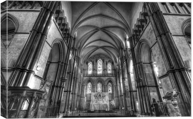 Rochester Cathedral interior HDR bw. Canvas Print by David French