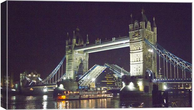 Tower Bridge Night Open Canvas Print by David French
