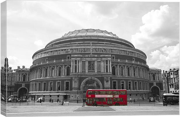 Royal Albert Hall Red Bus Canvas Print by David French