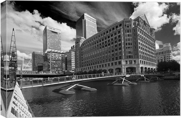 Canary Wharf Docklands bw Canvas Print by David French