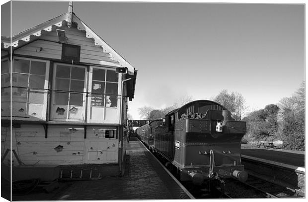 Steam Railway bw Canvas Print by David French