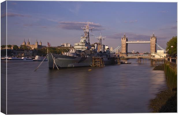 Tower Bridge Thames HMS Belfast Canvas Print by David French