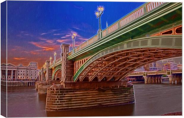 London Thames Bridges Fractals Canvas Print by David French