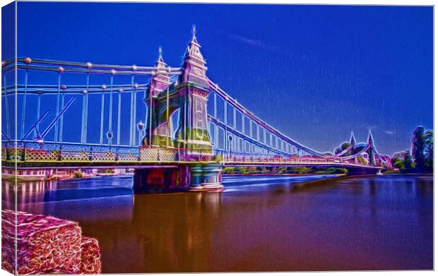 Hammersmith Thames Bridges Canvas Print by David French