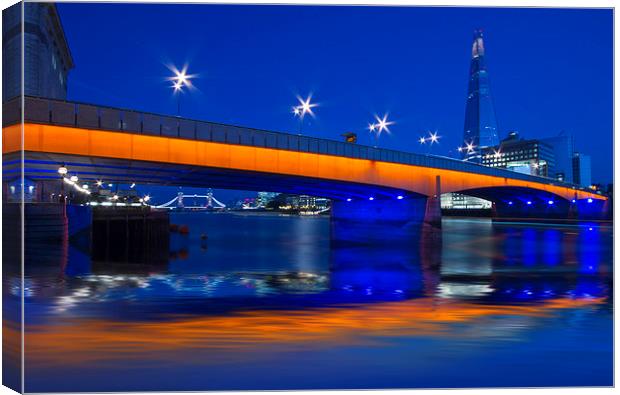 London Bridge Shard night HDR Canvas Print by David French