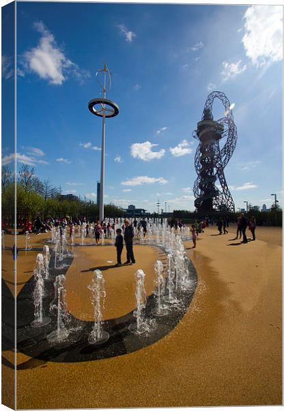 ARCELORMITTAL ORBIT Water Fountains Canvas Print by David French