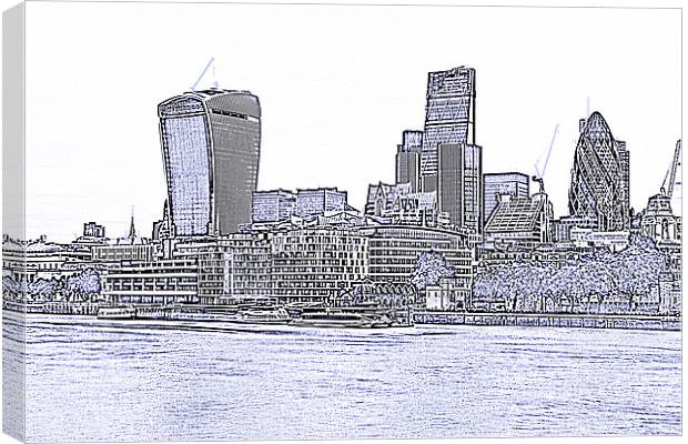  The City of London skyline lines Canvas Print by David French