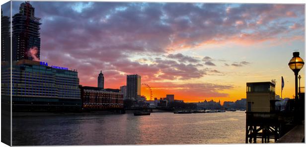 Oxo Tower London Eye Sunset Canvas Print by David French