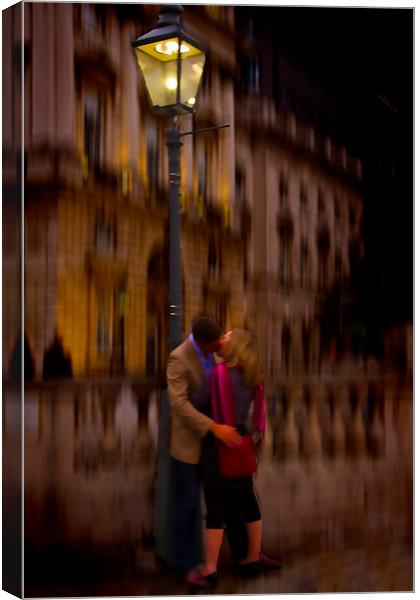 A Kiss Under the Lamp light Canvas Print by David French