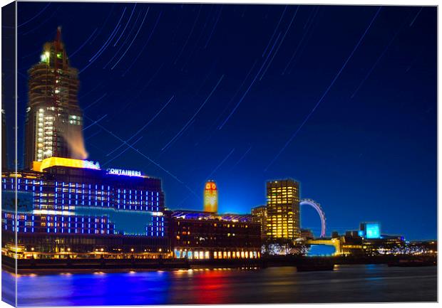 Oxo Tower Star trails Canvas Print by David French