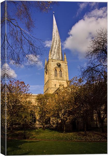 St Marys Parish Church crooked spire Chesterfield Canvas Print by David French