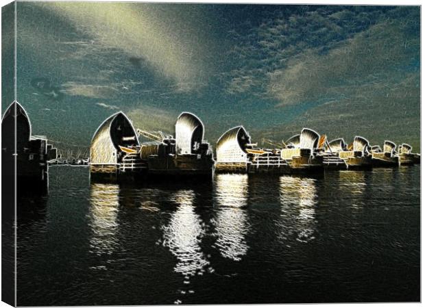 Thames Flood Barrier Fractals Canvas Print by David French
