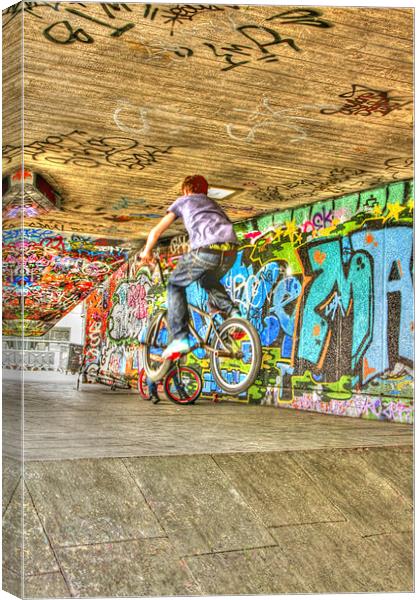 Southbank BMX graffiti Grunge Canvas Print by David French