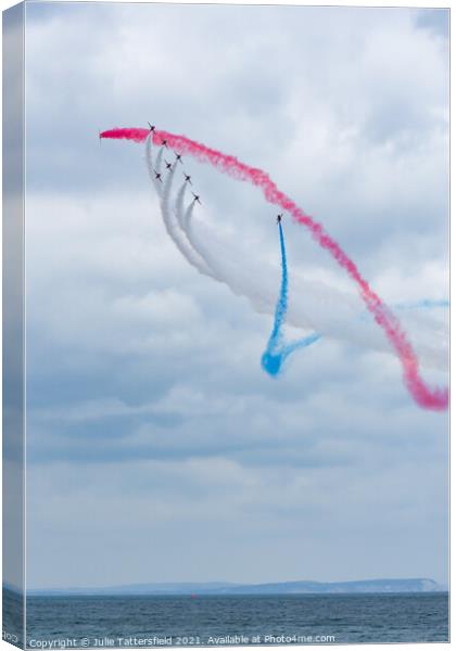 Smoke on for the Red Arrows Canvas Print by Julie Tattersfield