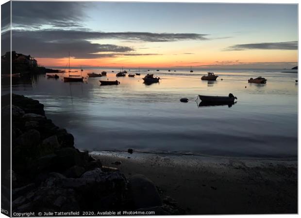 Sunset at The Parrog, Newport, Pembrokeshire Canvas Print by Julie Tattersfield